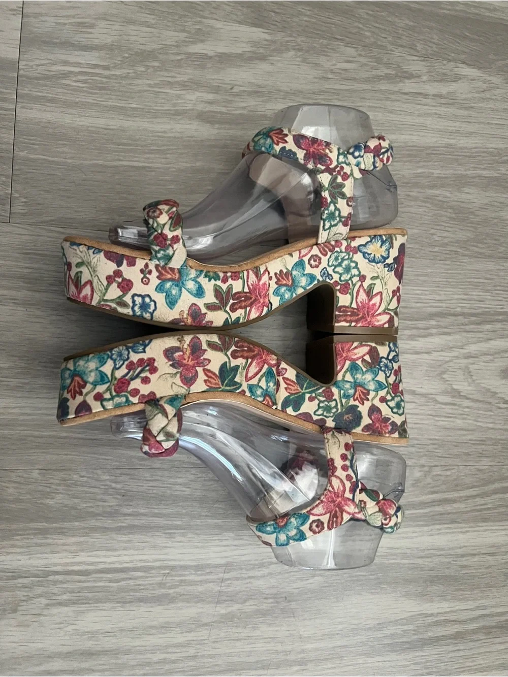 SO Floral Platform Sandals Women’s Size 8 Braided Ankle Strap Block Heel Boho Co